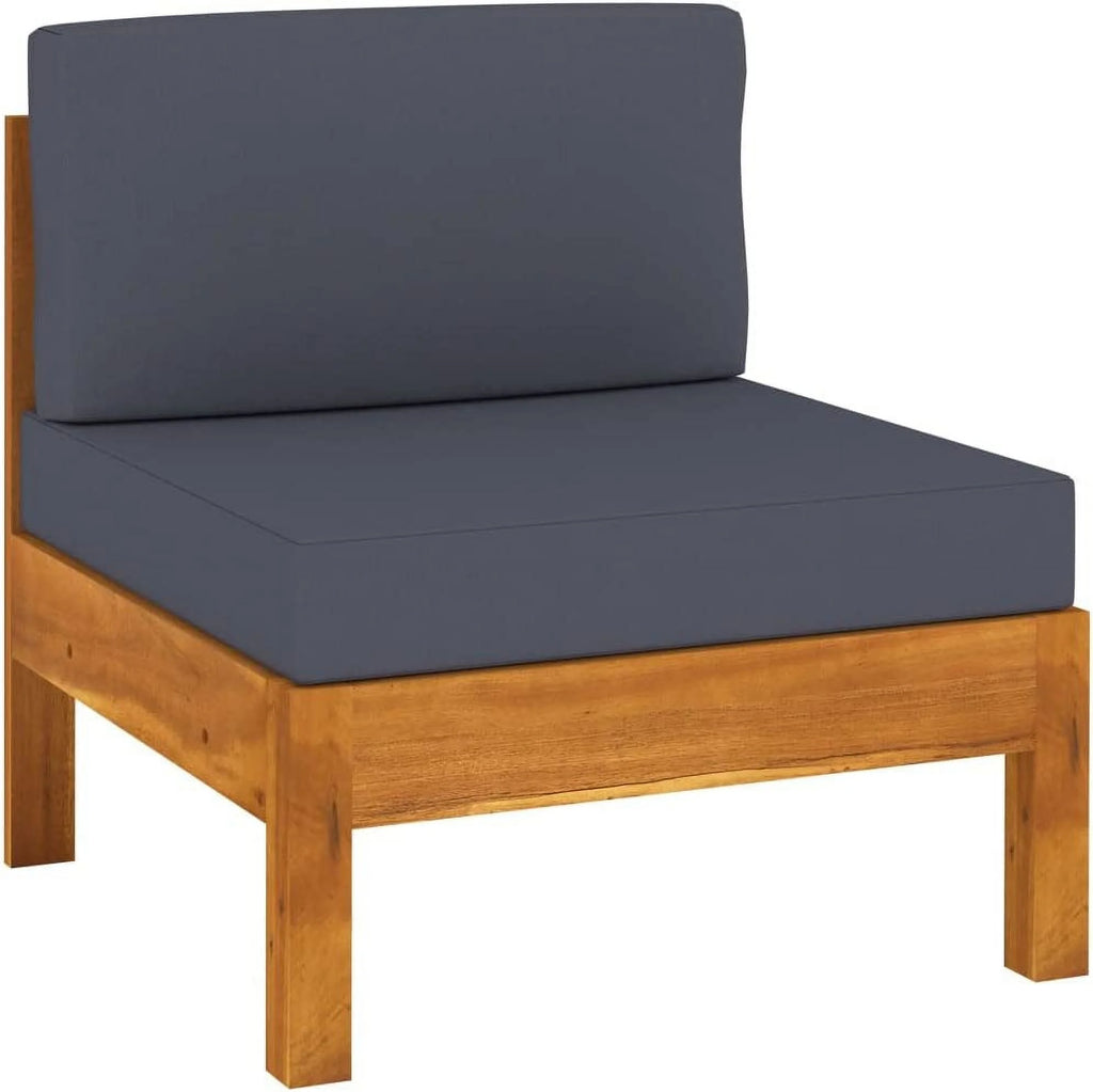 6 Piece Acacia Wood Patio Lounge Set with Dark Gray Cushions T22997