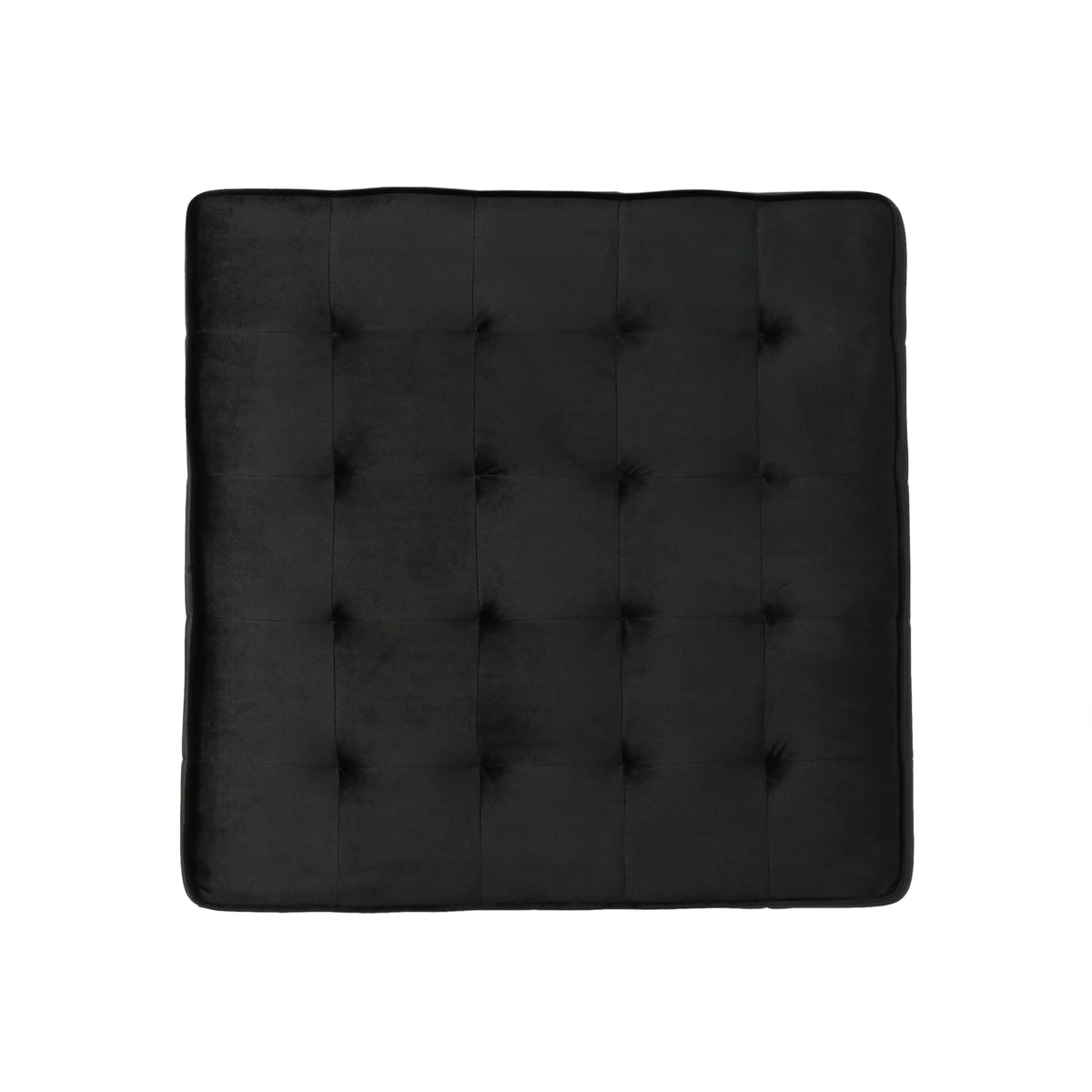 Black Velvet Tufted Ottoman I957