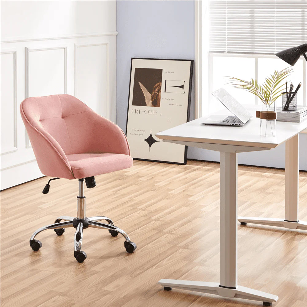Pink Velvet Adjustable Swivel Office Chair Q864