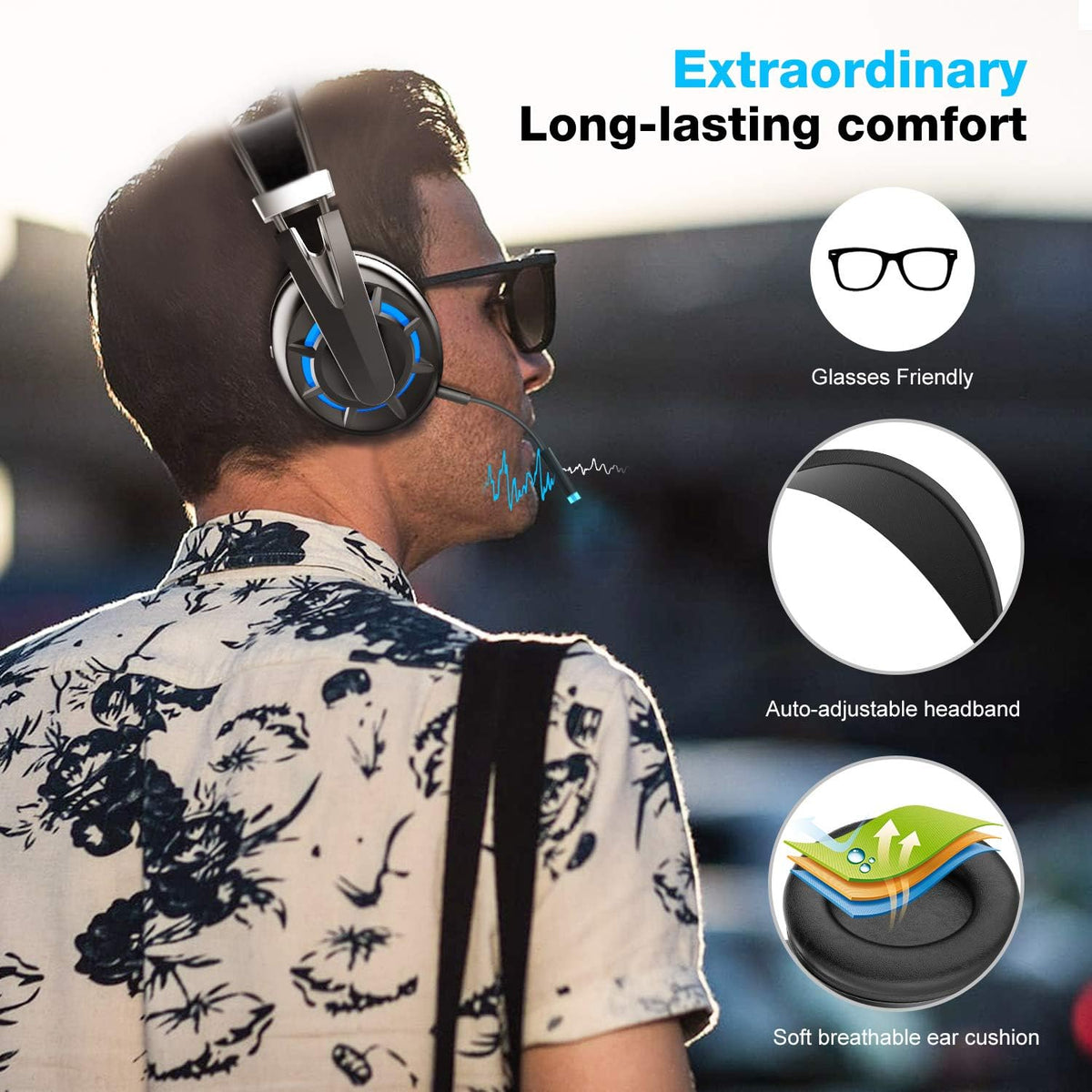 Wireless Gaming Headset with Detachable Noise Canceling Microphone, Pack of 2 D28897