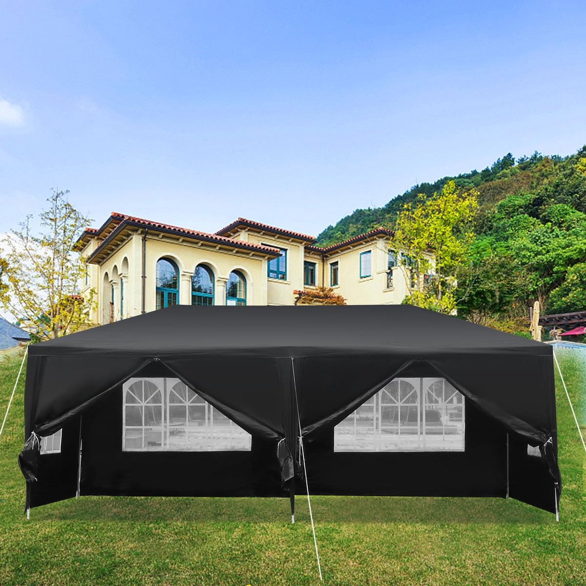 10'x20' Waterproof Outdoor Party Tent with 4 Removable Sidewall and 2 Door C8386