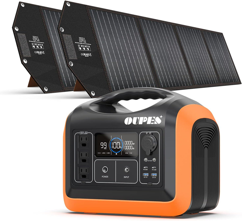 Portable Power Station LiFePO4 Battery with 2 X100W Solar Panel K322