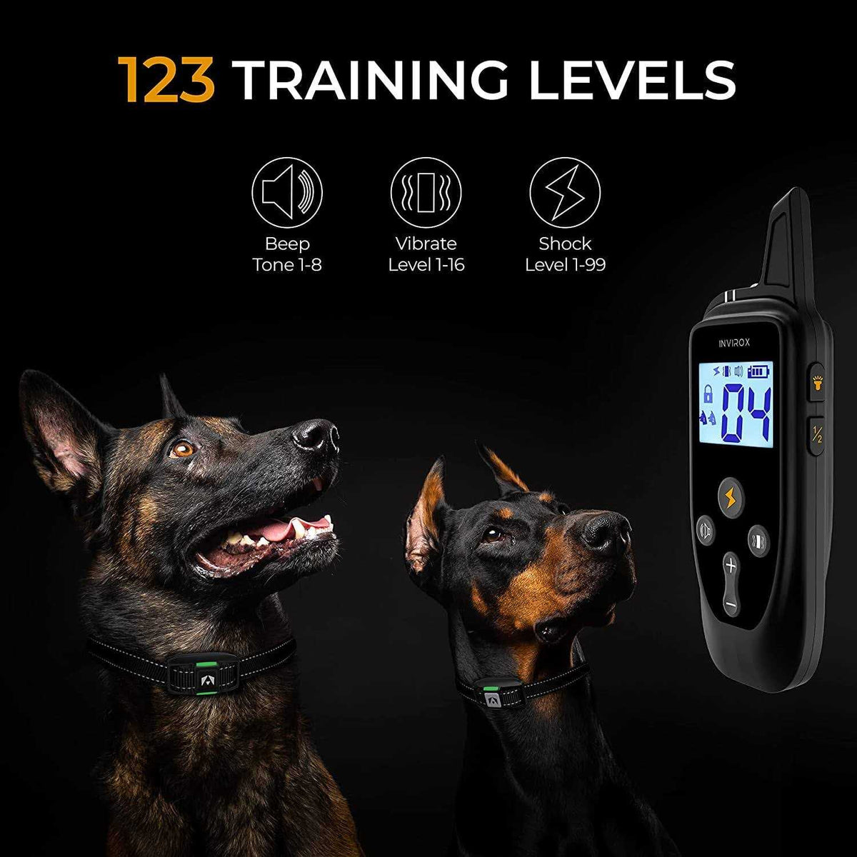 Dog Shock Collar For Large Dogs 123 Levels Dog Training Collar 1100Yards Range K4911