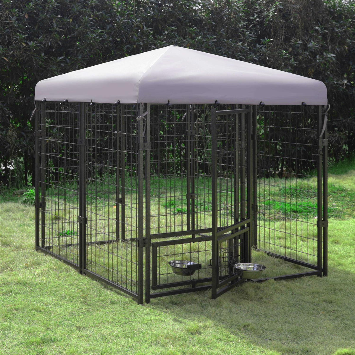 Outdoor Dog Kennel with Rotating Feeding Door and Cover C896