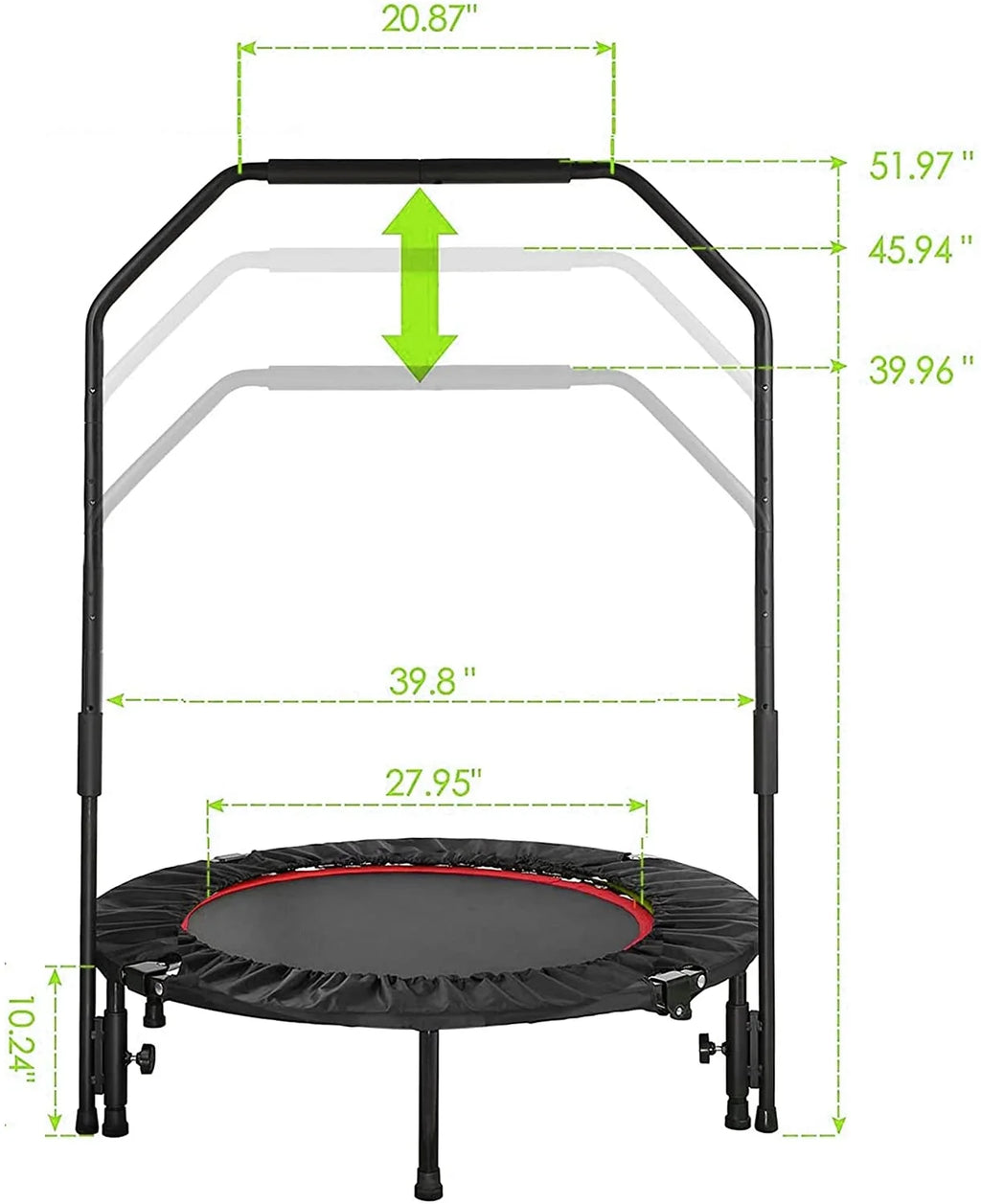 40 Foldable Mini Trampoline with Handrail X1249