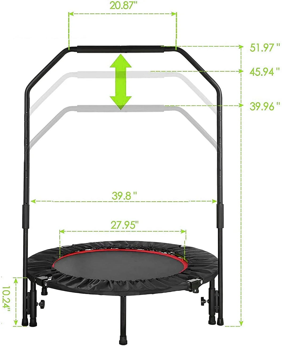 40 Foldable Mini Trampoline with Handrail X1249