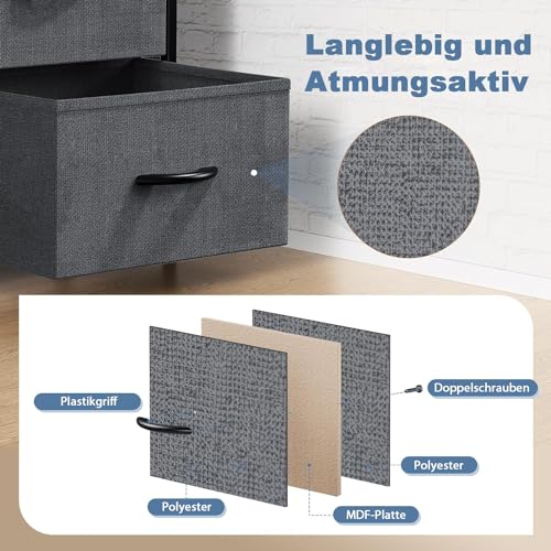 Black 6 Fabric Drawer TV Stand O3934