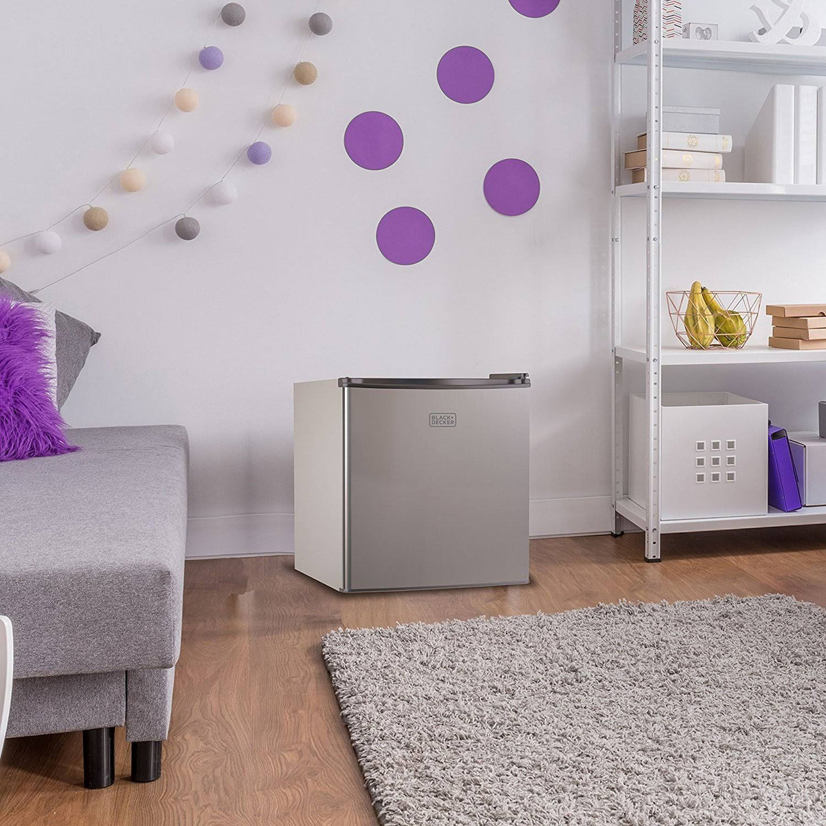Black Silver Compact Fridge L31820