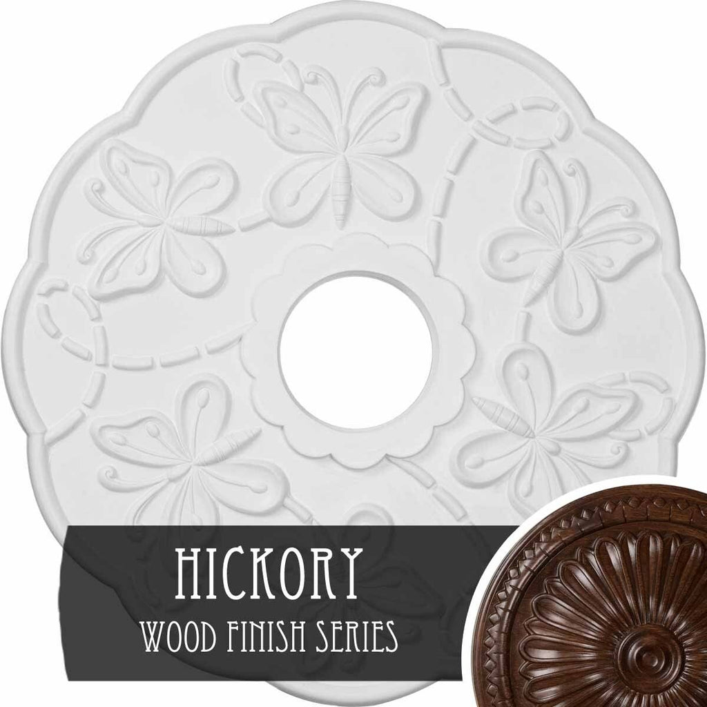 Hand-Painted Hickory Butterfly Ceiling Medallion D8293