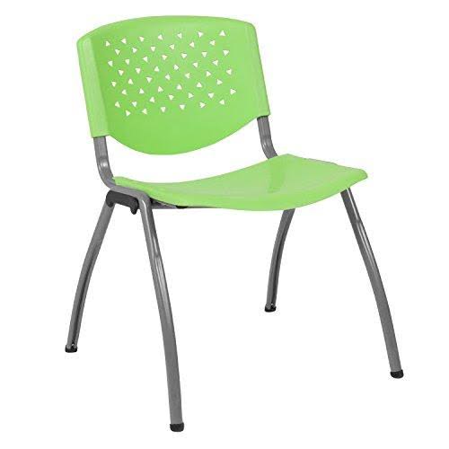 Green Plastic Stack Chair with Titanium Frame P8185
