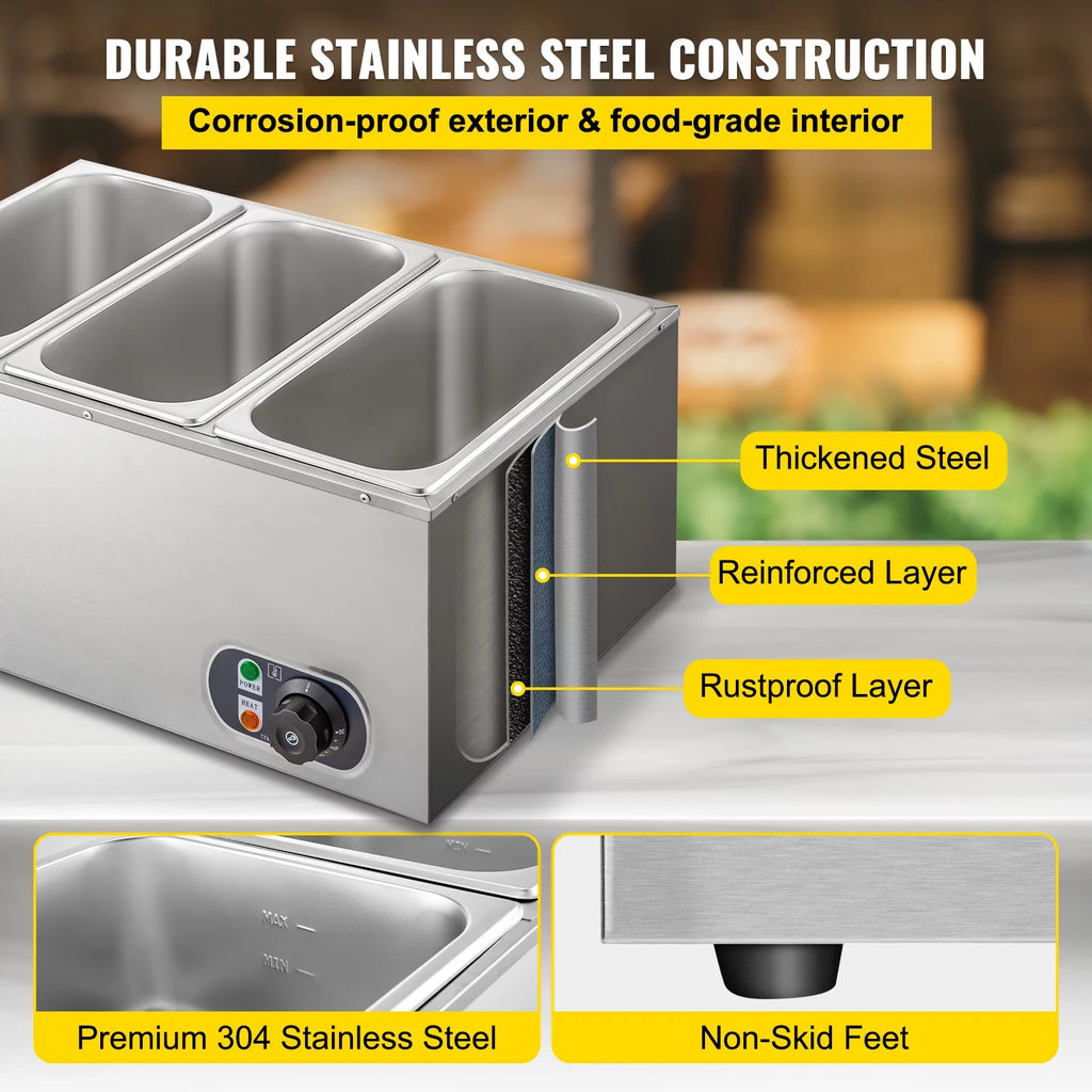 1200W Stainless Steel Commercial Food Warmer P991