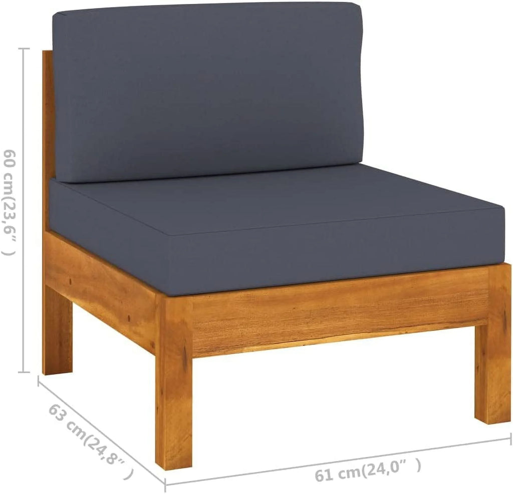 6 Piece Acacia Wood Patio Lounge Set with Dark Gray Cushions T22997