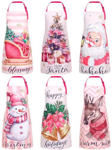 6 Pcs Christmas Aprons with Pockets U21757