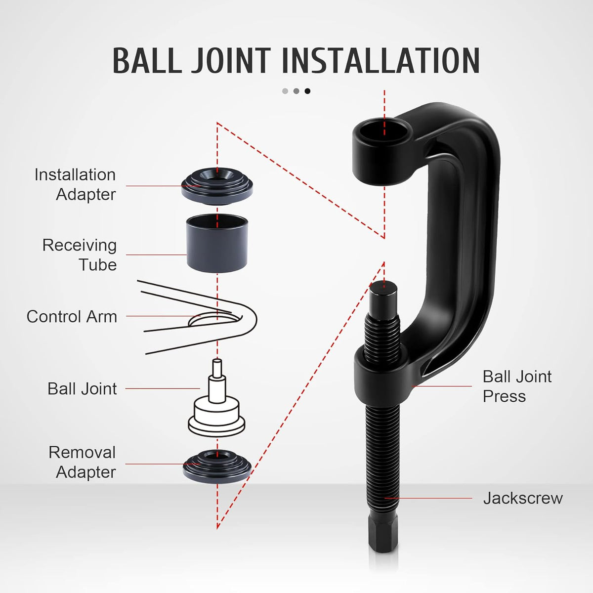 Heavy Duty Ball Joint Press & U Joint Removal Tool Kit with 4x4 Adapters, Pack of 2 D970591