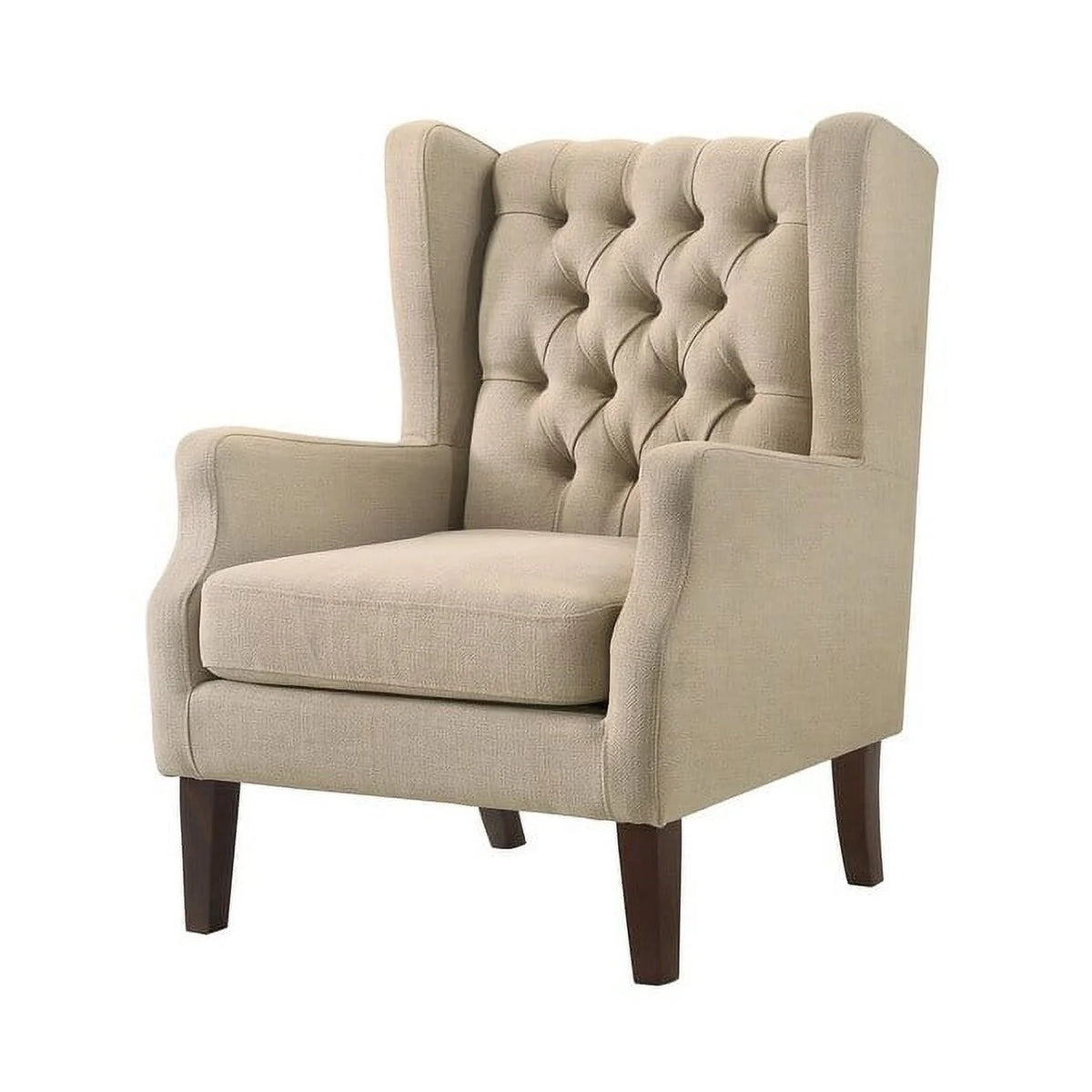 Linen Button Tufted Wingback Chair Blue O259125