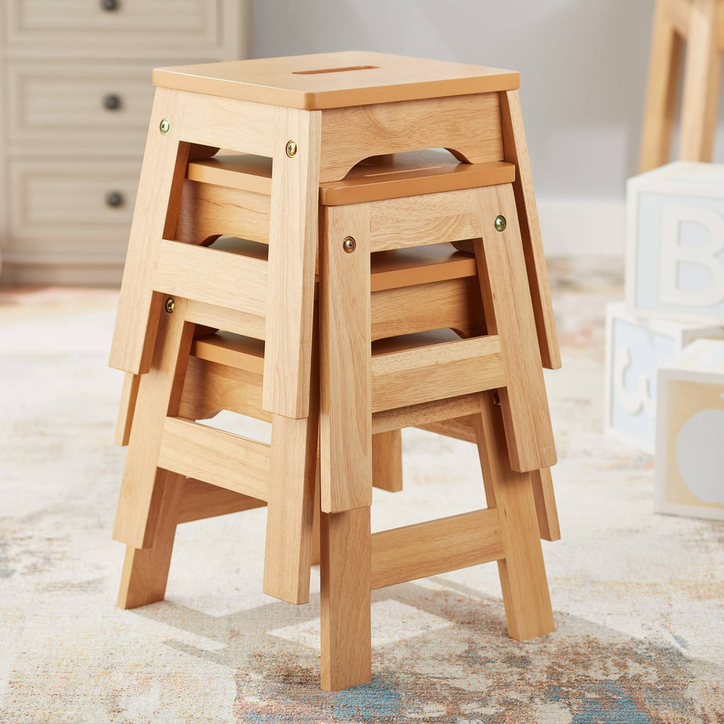 Natural Wooden Stools - Set of 4 A404628