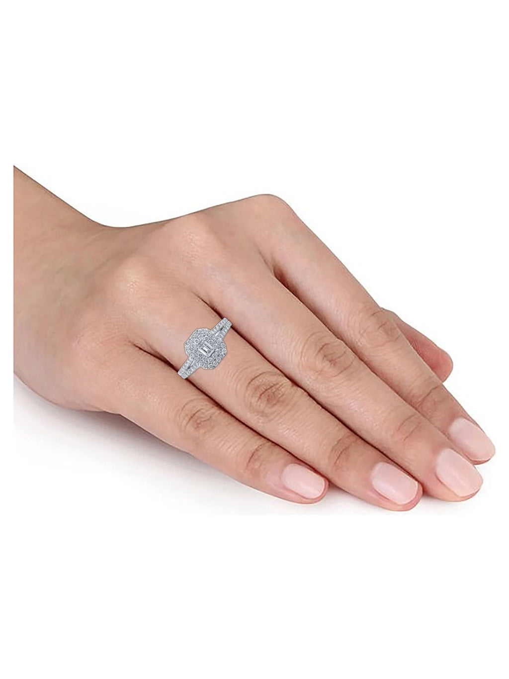 Emerald Cut Diamond Engagement Ring in 10kt White Gold V59893