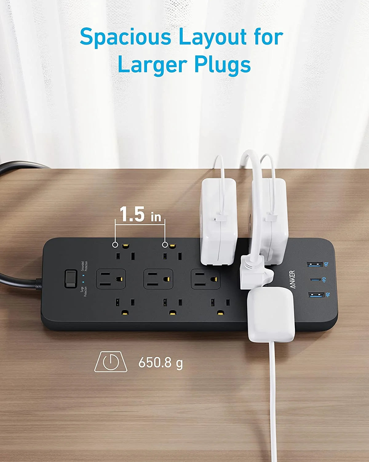 Power Strip Surge Protector 12 Outlets 2 USB A 1 USB C 5ft Extension Cord Y6248