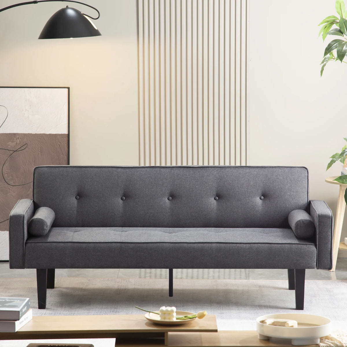Convertible Futon Sofa Bed with Armrests I584113