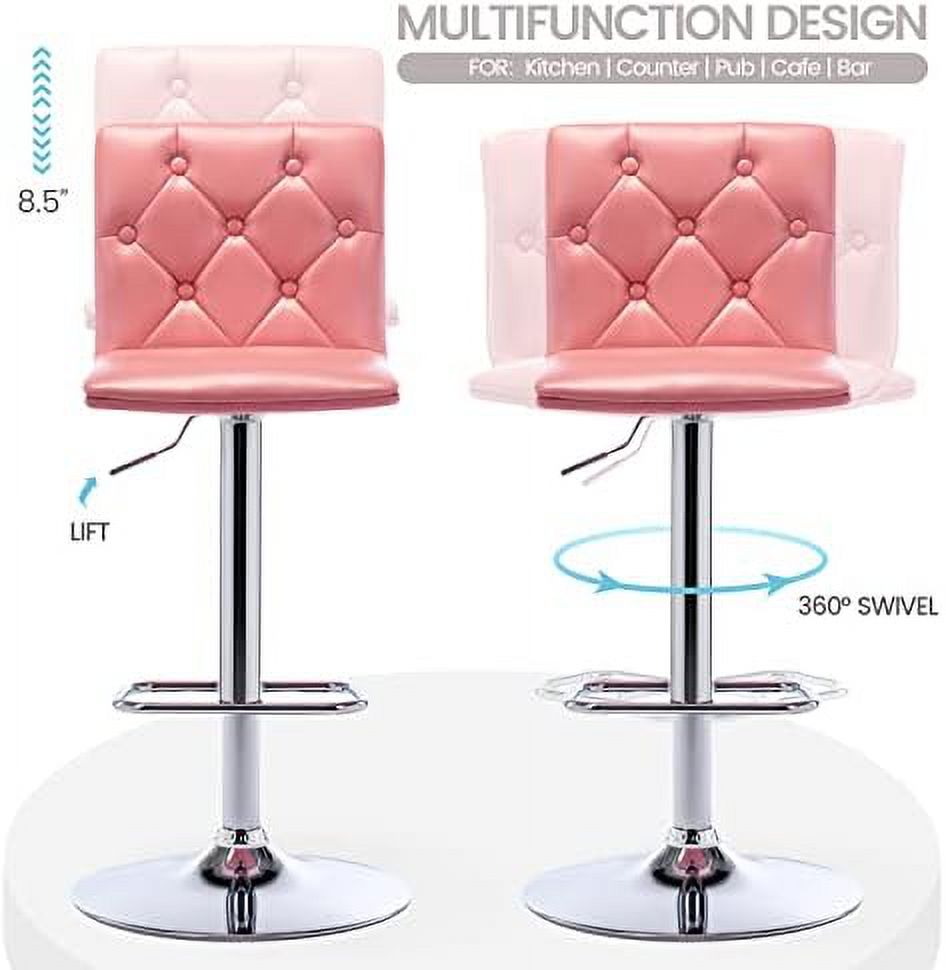 Tufted Adjustable PU Leather Swivel Barstools with Back Armless Counter Height Chairs I8011