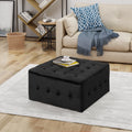 Black Velvet Tufted Ottoman I957