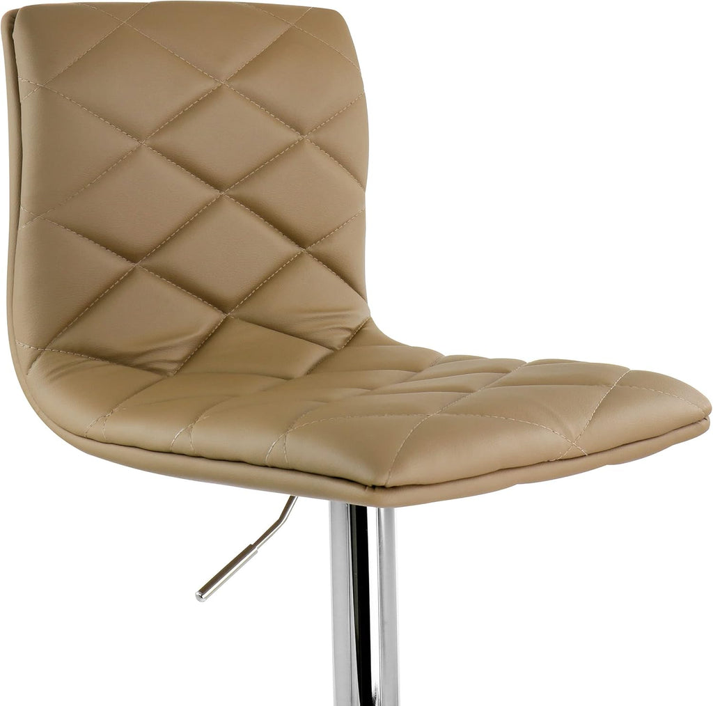 2 Piece Adjustable Faux Leather Bar Stool in Camel with Chrome Base K82540