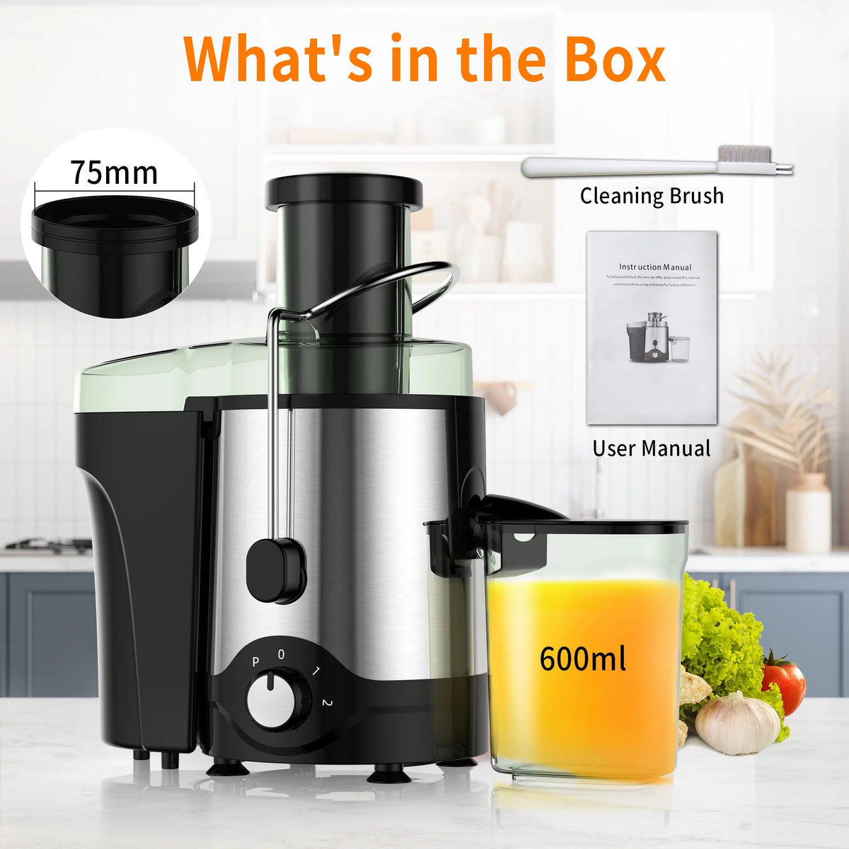 600W Centrifugal Juicer with 3 Feed Chute K184
