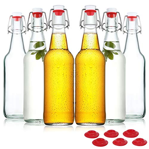 Clear Glass Beer Bottles with Swing Cap 16 oz Case of 6 A78245