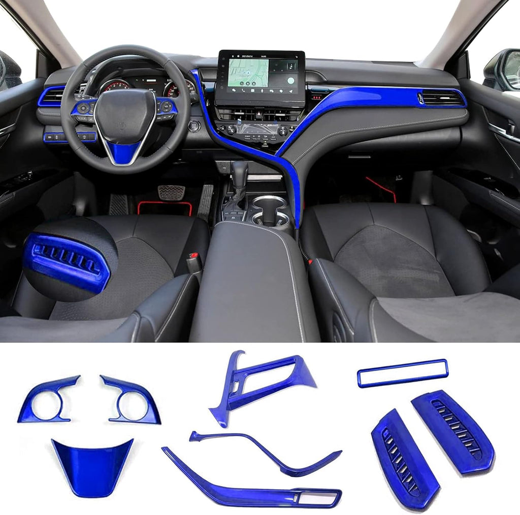 Blue 10Pcs Car Interiors Instrument Panel Center Console Moulding Trim Air Outlet Cover Wheel Accessories G466785