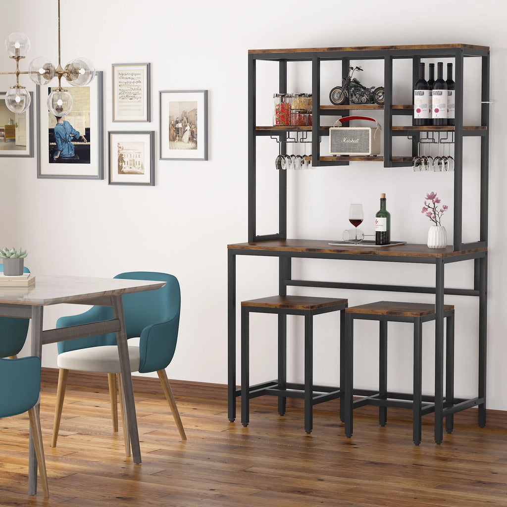 Bar Table and Chairs Set of 2 with Storage L3365