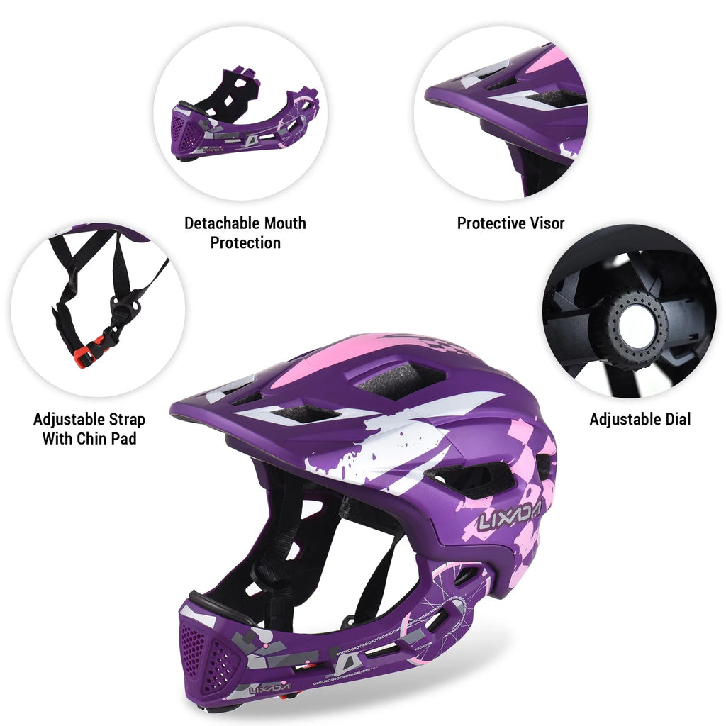 Kids Cycling Helmet Detachable Full Face Adjustable N229