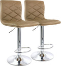 2 Piece Adjustable Faux Leather Bar Stool in Camel with Chrome Base K82540