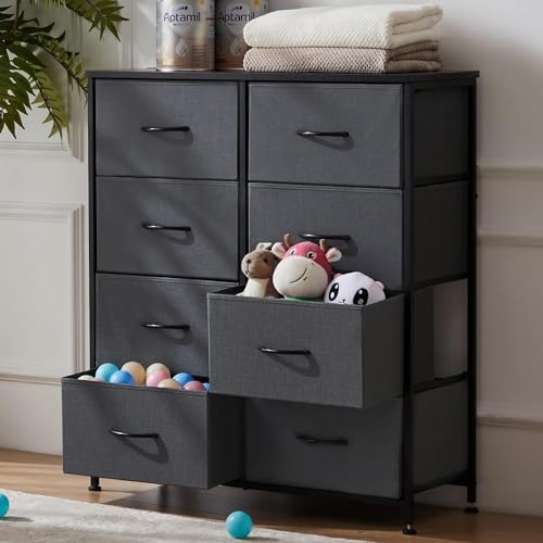 Black 6 Fabric Drawer TV Stand O3934