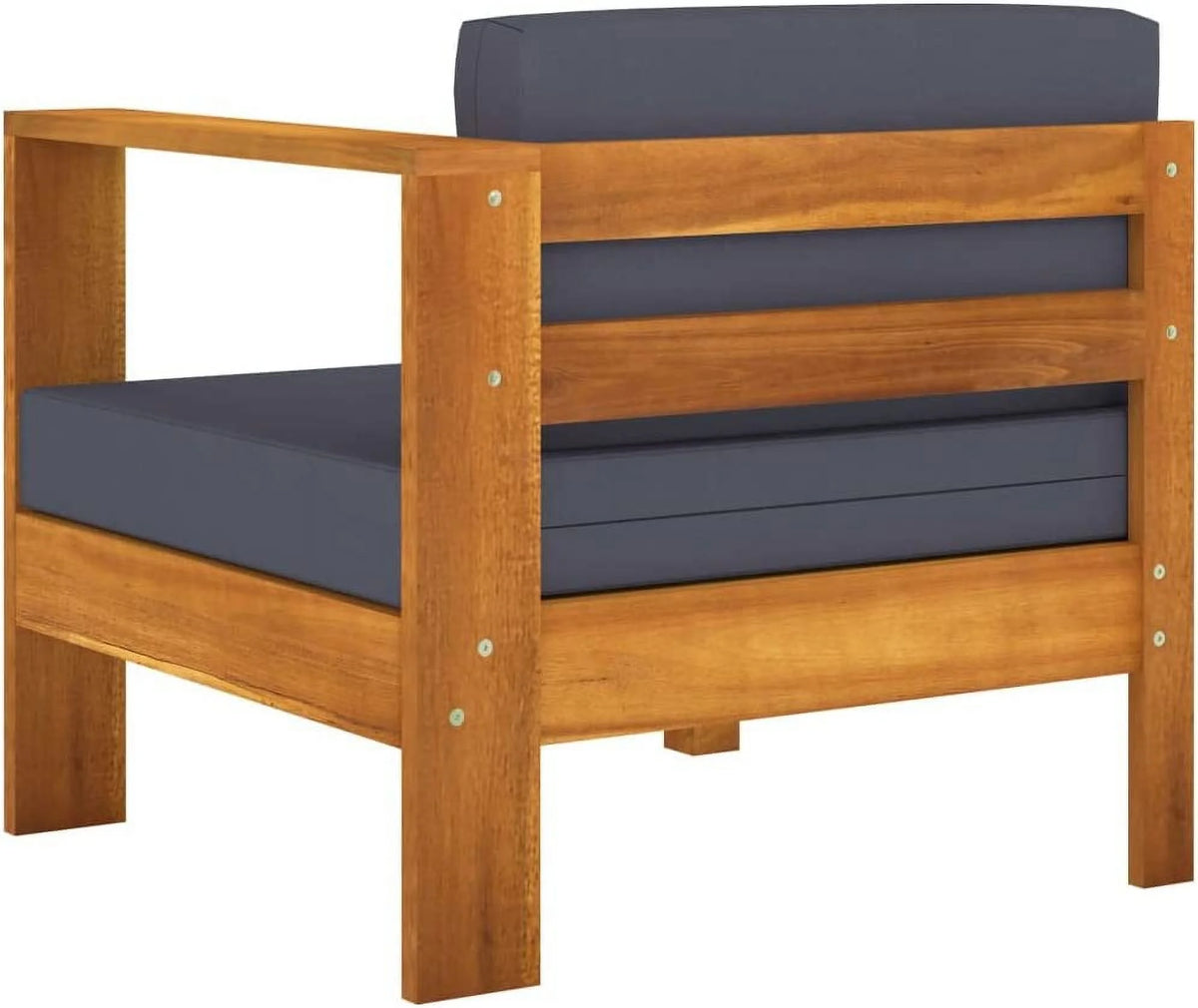 6 Piece Acacia Wood Patio Lounge Set with Dark Gray Cushions T22997