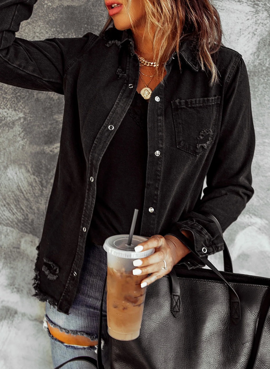 Distressed Denim Jacket C63989