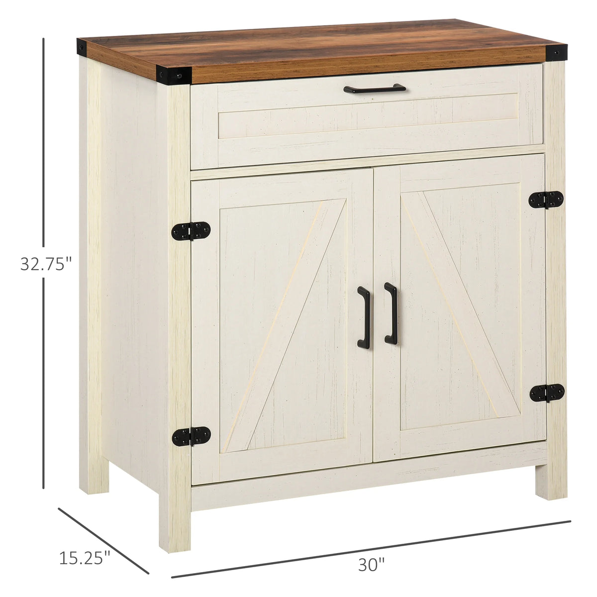 White Wooden Sideboard Buffet Cabinet with Drawer and Adjustable Shelf C64494