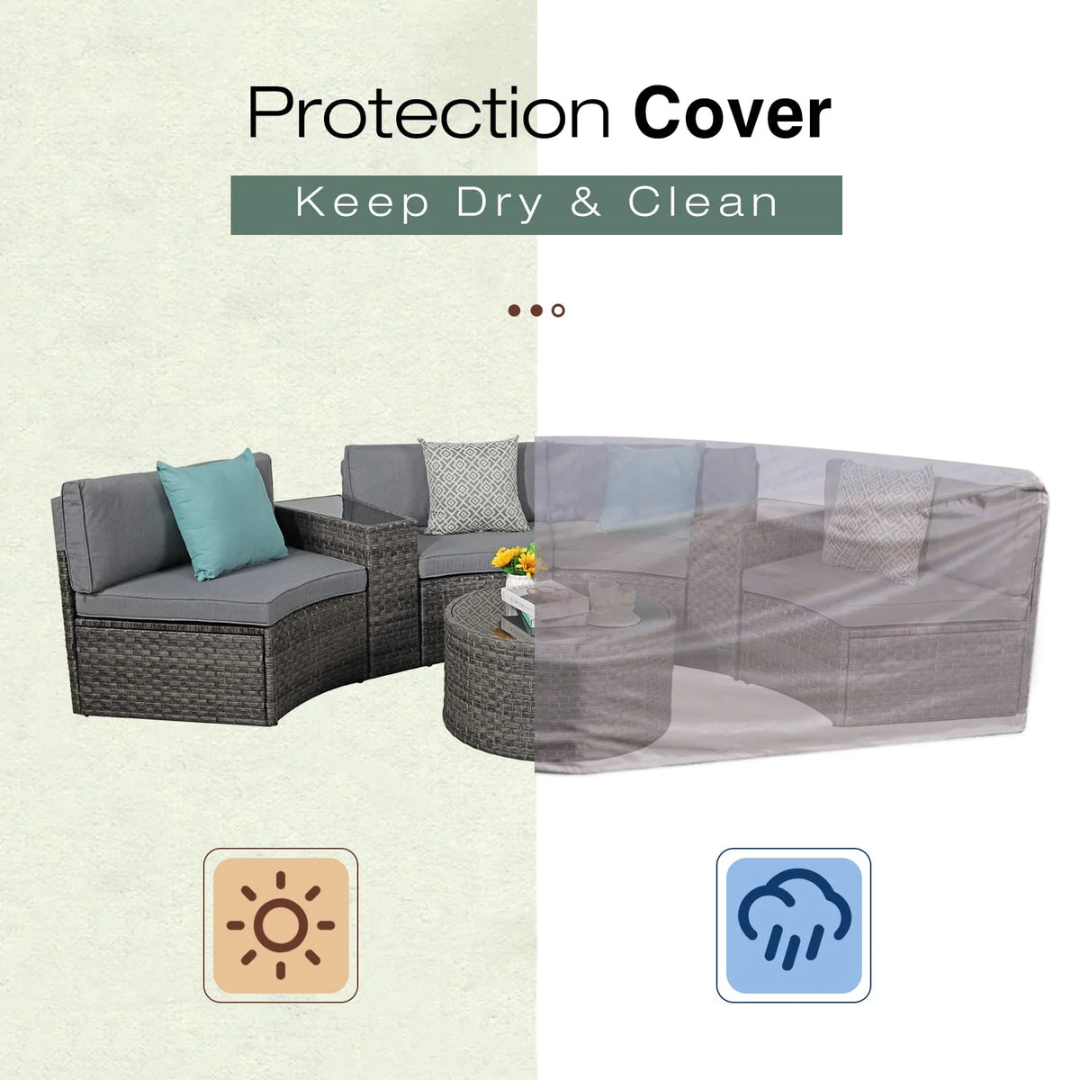 Grey 7-Piece Outdoor Patio Furniture Set with Waterproof Cover H80283