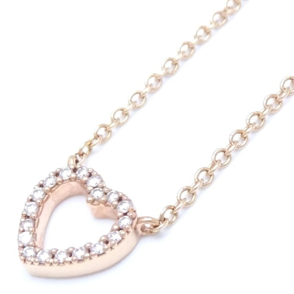 Tiffany Metro Heart Necklace Diamond Pink Gold Rose R990309
