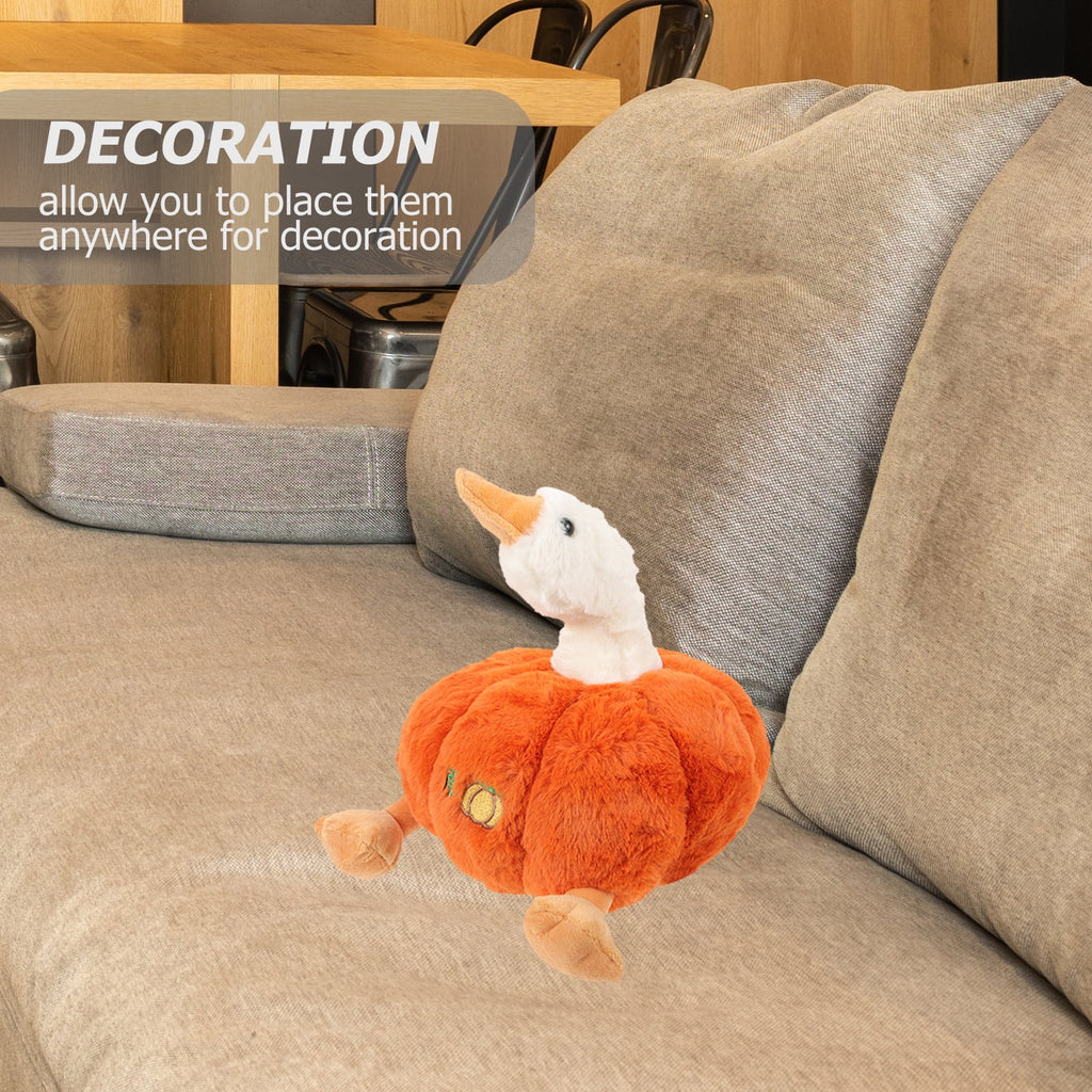 Plush Pumpkin Duck Stuffed Animal Doll W1679