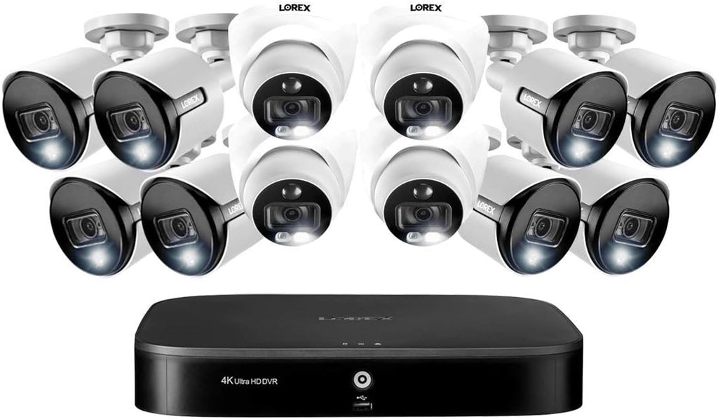 4k Wired Security Camera System, 3TB 16 Channel DVR, 8 Bullet Cameras, 4 Dome Cameras S716