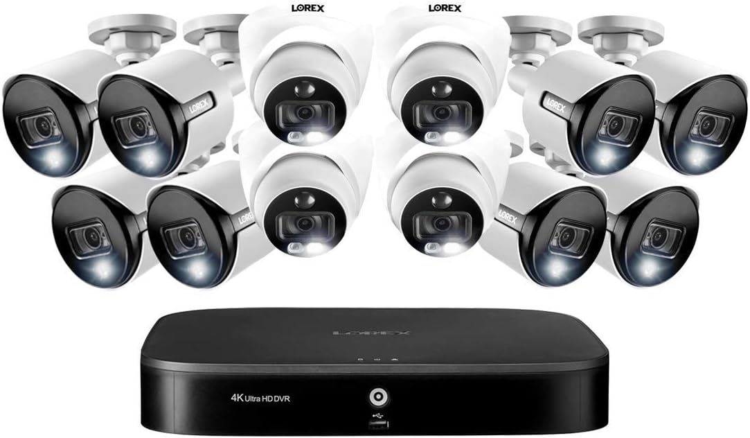 4k Wired Security Camera System, 3TB 16 Channel DVR, 8 Bullet Cameras, 4 Dome Cameras S716