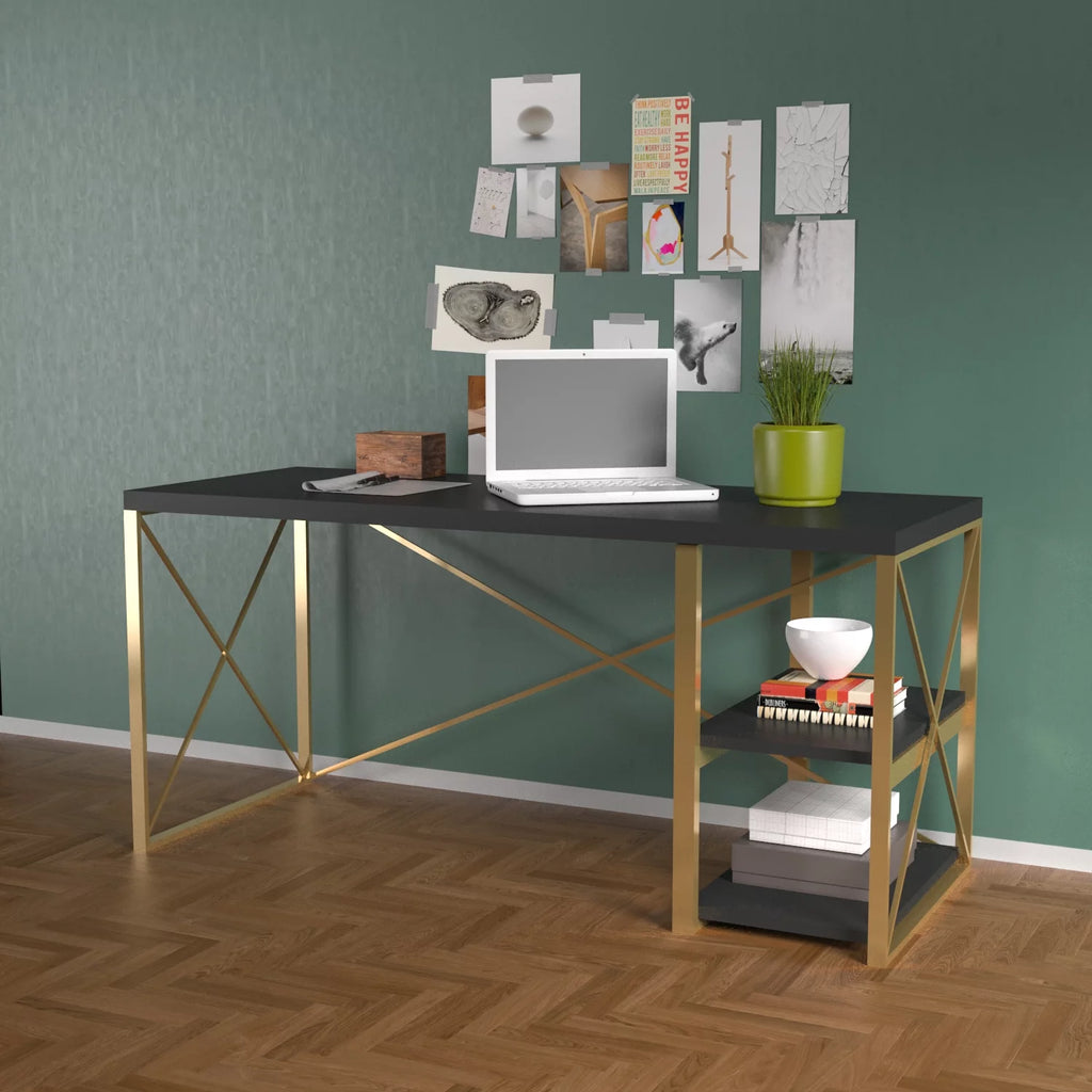 Black 47" Wooden Top Writing and Computer Desk M790