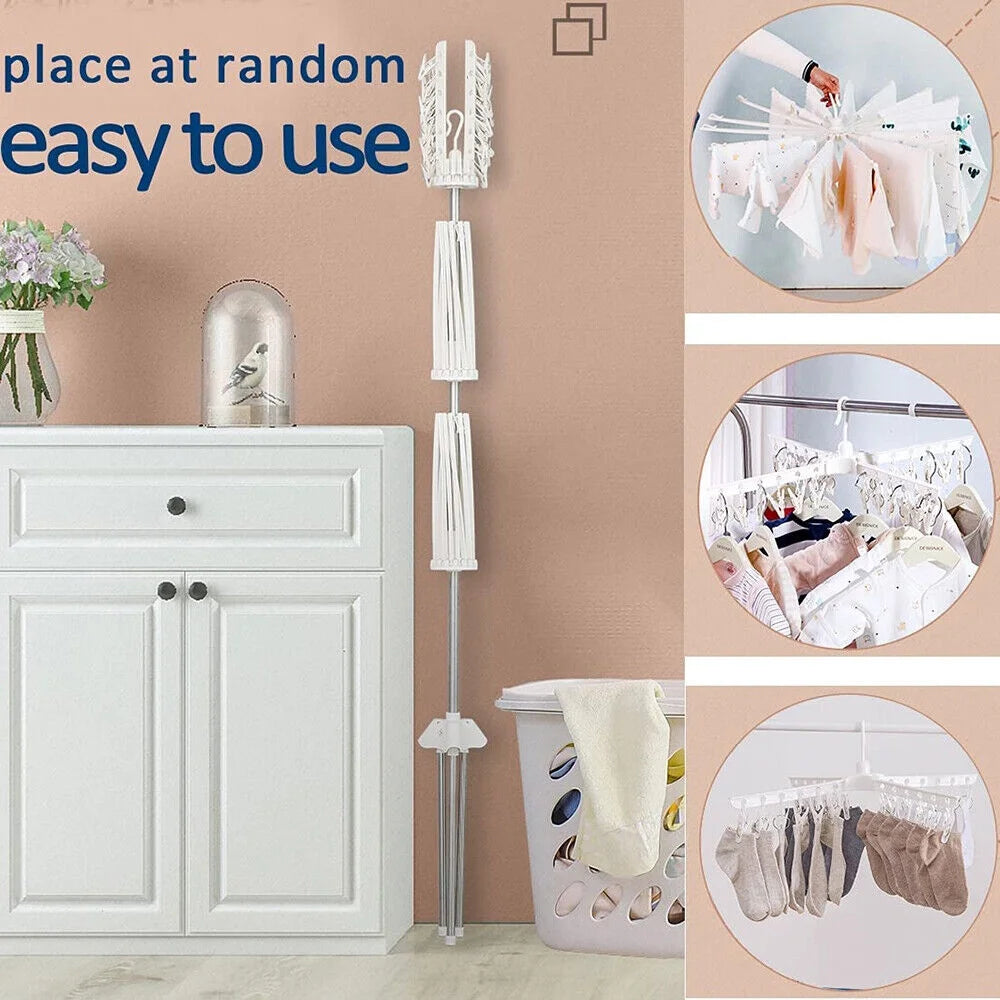 White Stainless Steel 3-Tier Foldable Clothes Drying Rack D520509