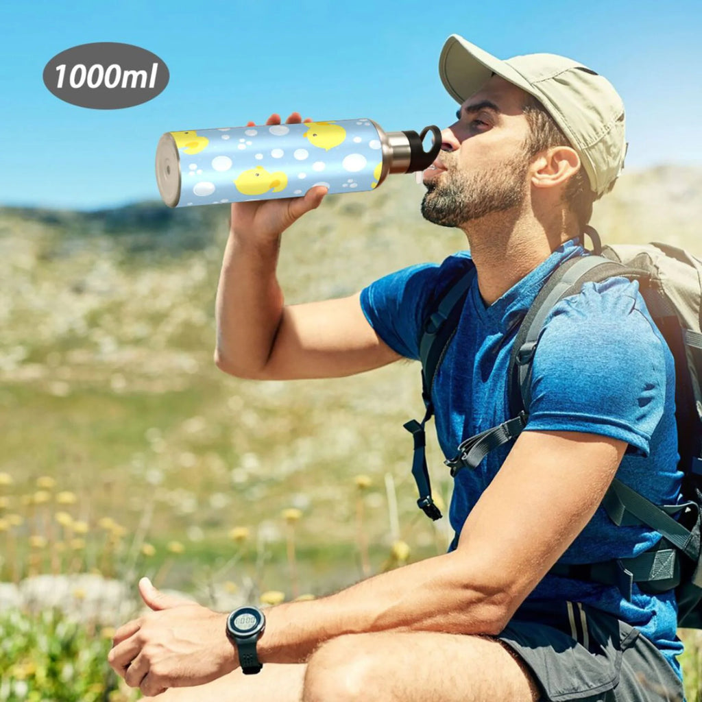 Blue Stainless Steel Insulated Water Bottle with Straw Lid U48279