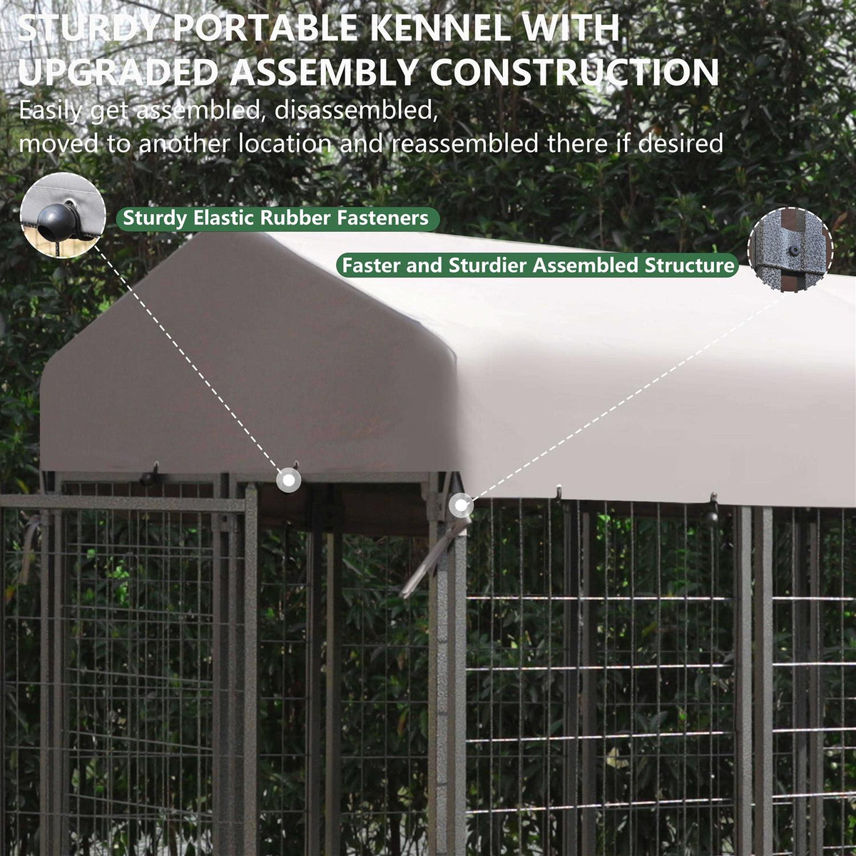Outdoor Dog Kennel with Rotating Feeding Door and Cover C896