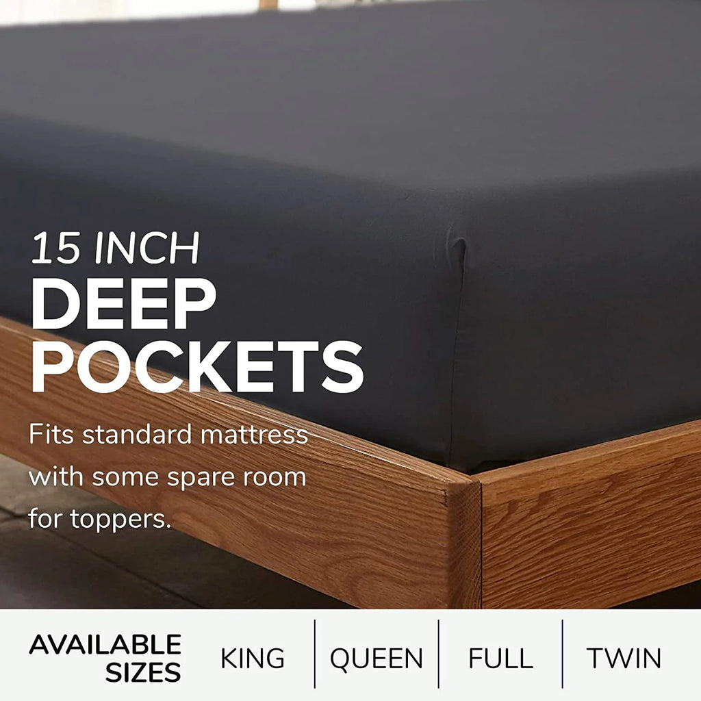 Gray 4 Pcs King Size Cotton Bed Sheet Set N30130