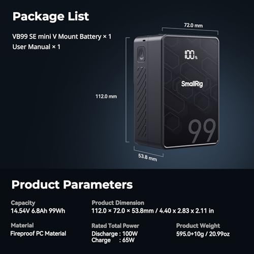99Wh 6800mAh V Mount Battery with USB-C D-TAP USB-A Dual DC Ports OLED Screen F997718